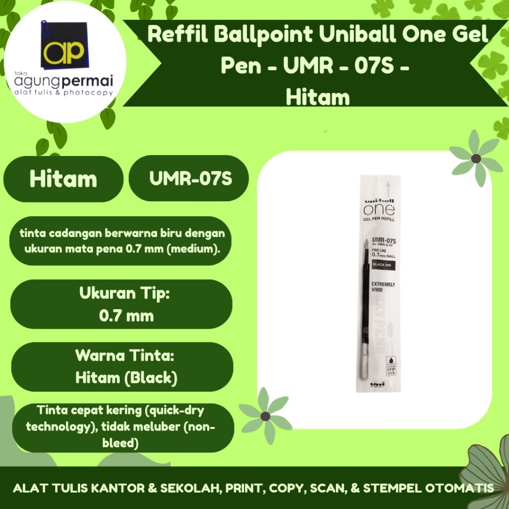 Refill Ballpoint Uniball One Gel Pen - UMR - 07S - สีดํา