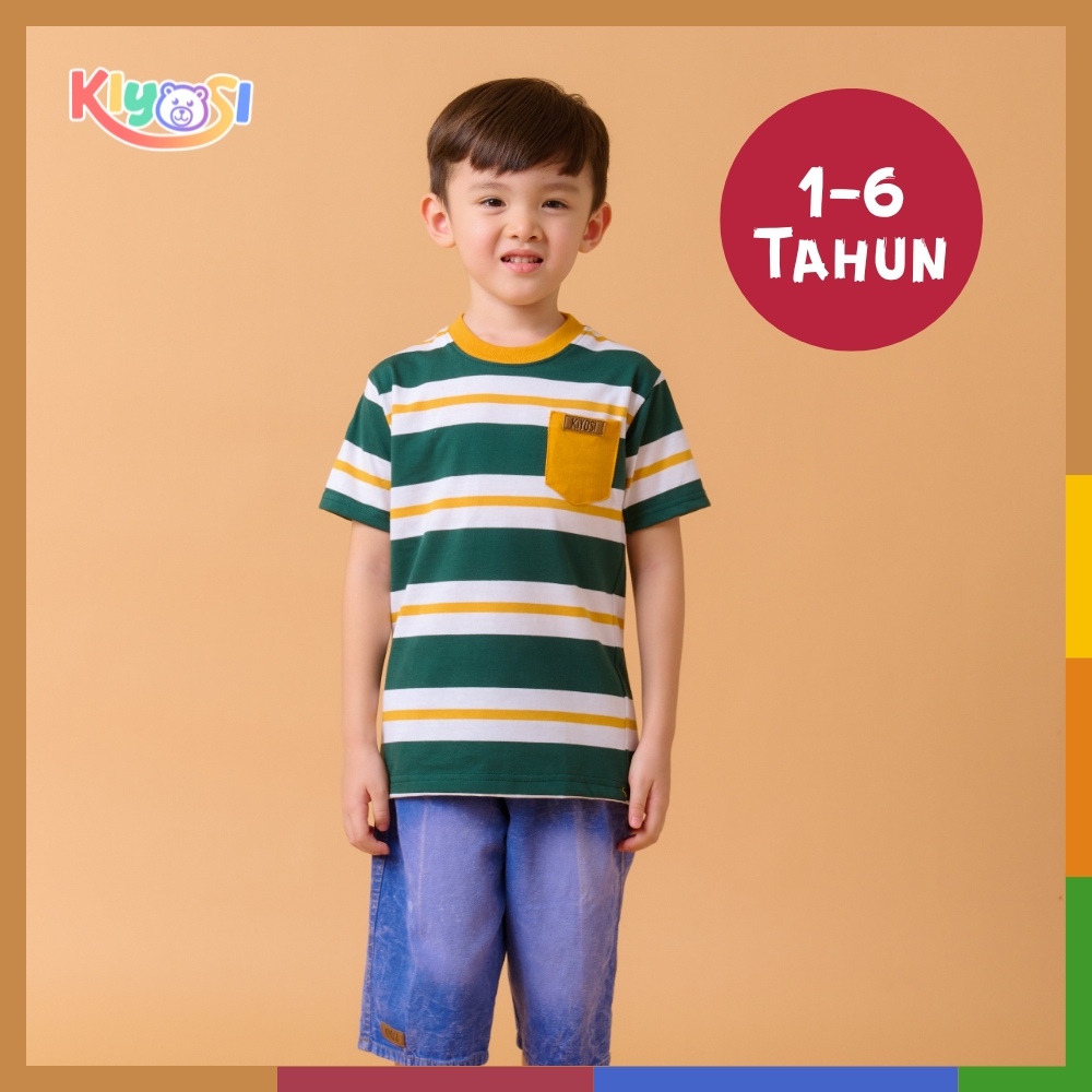 KIYOSI เสื้อยืดเด็กลายทาง CVC 30S Unisex 1-6 ปี POCKET AF