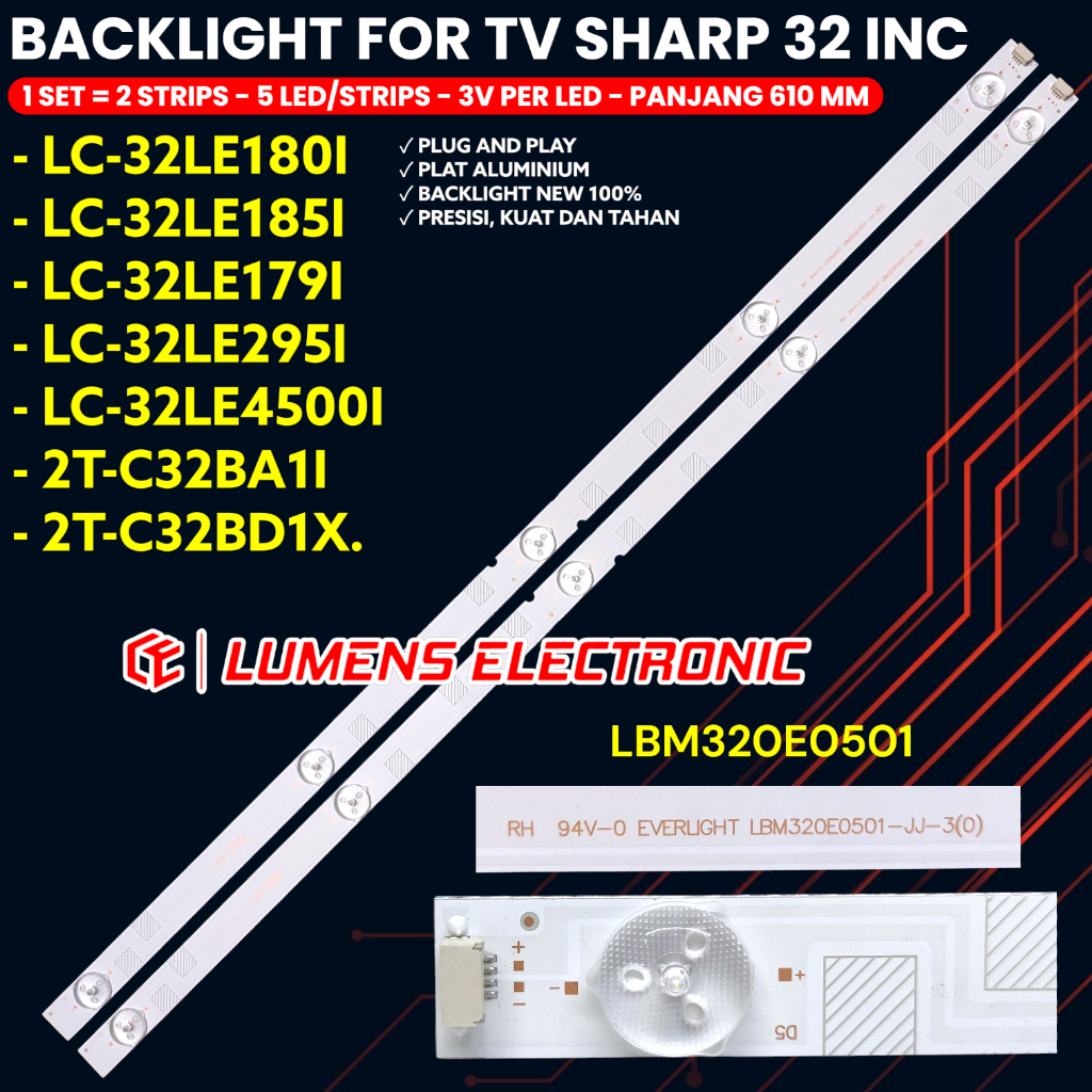 SHARP 32 นิ้วทีวี BACKLIGHT 2T-C32GD1500I LC-32LE180I LC-32LE185I LC-32LE179I LC-32LE295I LC-32LE450