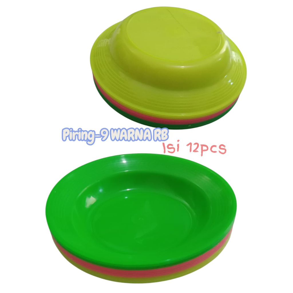 จาน 12 ชิ้น / จานพลาสติก / จาน RB-9 สี BRIGHT