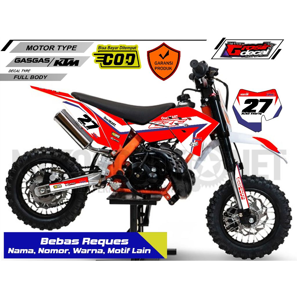 MERAH สติกเกอร์ Mini Trail Gazgas 50cc KTM 50cc SSR 50cc PC50 50cc MINI MOTO 50cc สีแดง Full Body ฟร