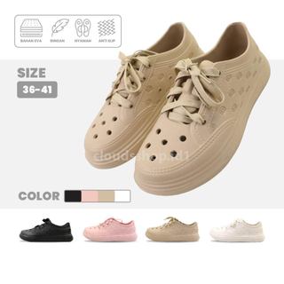 Sepatu Kasual Wanita Clogs Lace Up – 2598M Empuk Anti Slip Ringan EVA Material
