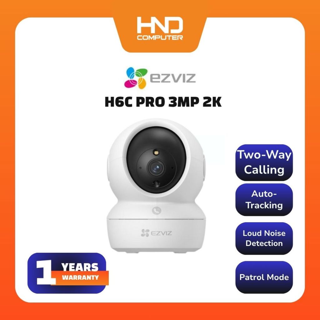 กล้อง Wi-Fi ในร่ม Ezviz H6c Pro 3MP 2k | มุมมองแบบพาโนรามาการติดตามอัตโนมัติ