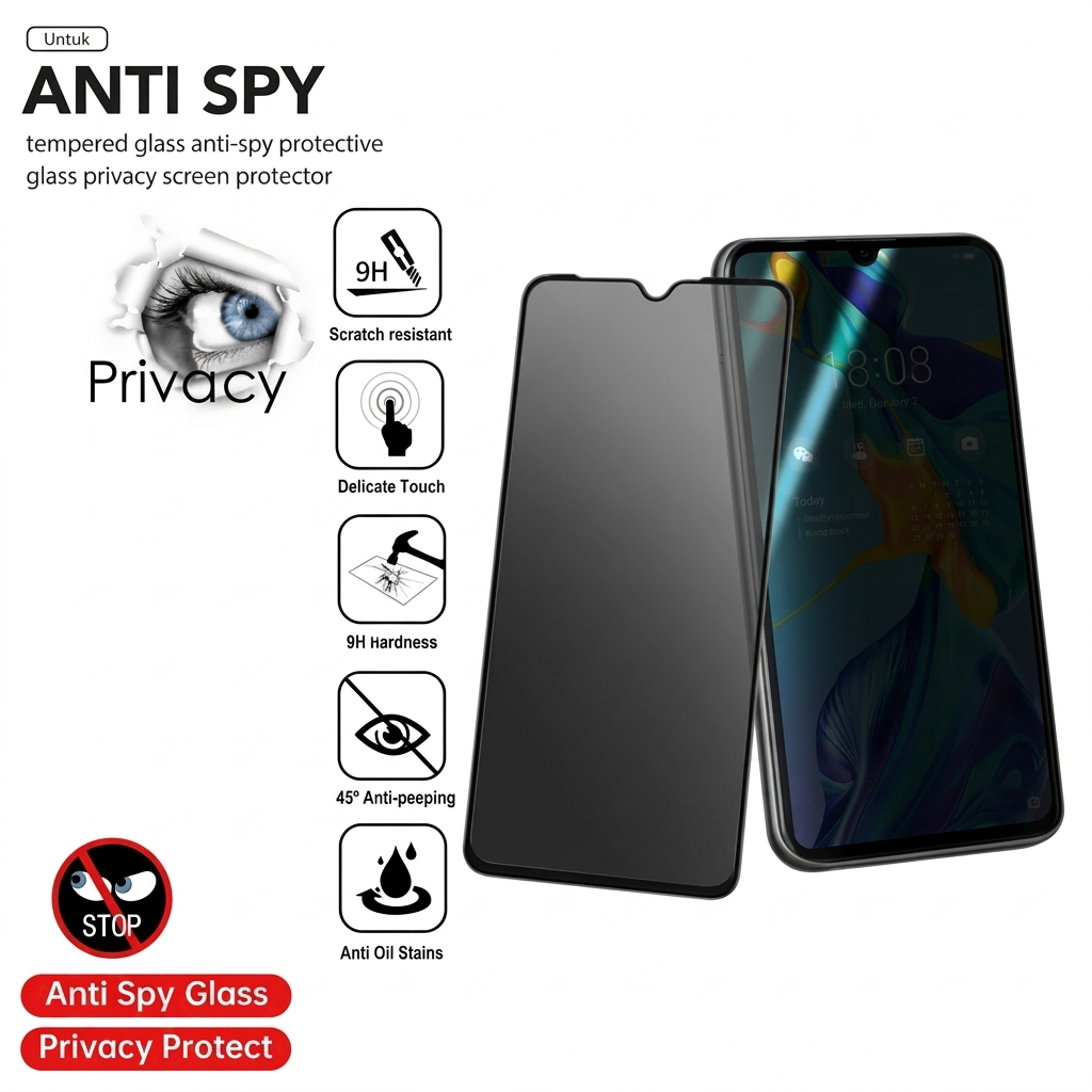 MJT - SAMSUNG กระจกนิรภัย Anti Spy Glass Anti Scratch ความเป็นส่วนตัว Anti Peeping TG SAMSUNG A34/A3