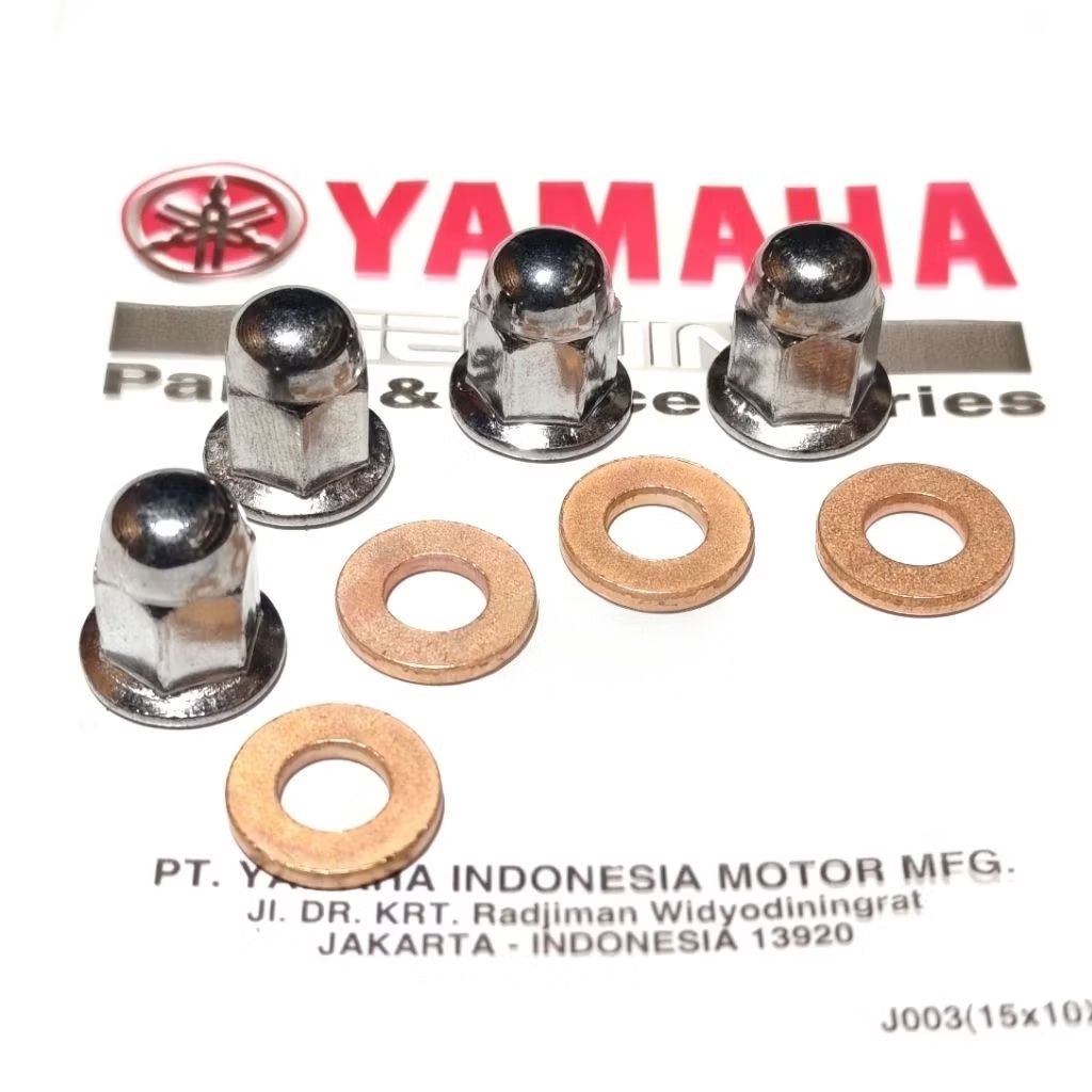 4 ชิ้นหัวน็อต + แหวนฝาสูบทองแดง Mio Sporty Smile Soul Fino Karbu Nouvo Jupiter Z F1ZR FIZR Force 1 Vega R ZR Forswan Alfa Sigma RX King ETC