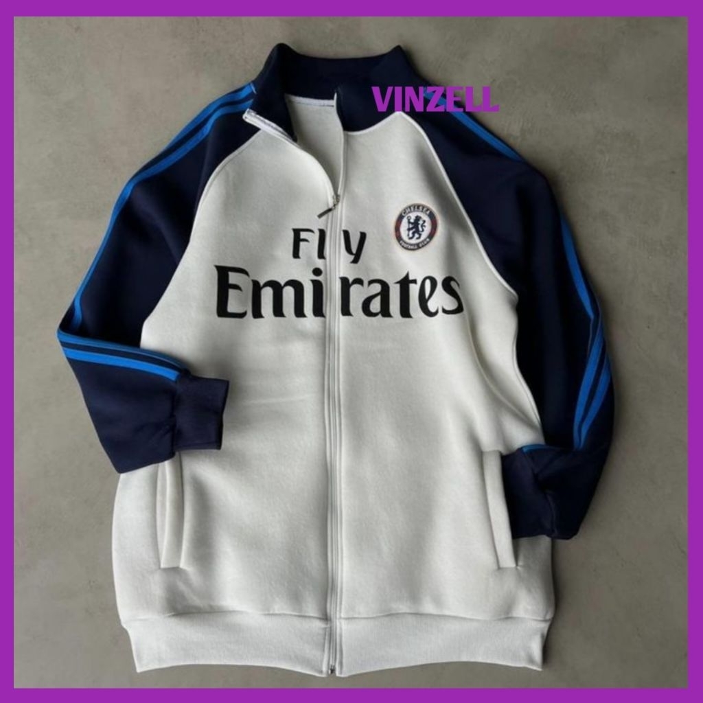 ( S - XXXXXXL 6XL ) Zip Up Hoodie CHELSEA FLY EMIRATES ขนาดใหญ่ STRIPED SPORTY สไตล์ ML XL 2XL 3XL 4
