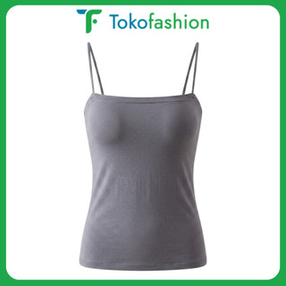 Tokofashion Tanktop Bra With Cup Tank top Basic Wanita Square Spaghetti Crop Top Polos Simple BR513
