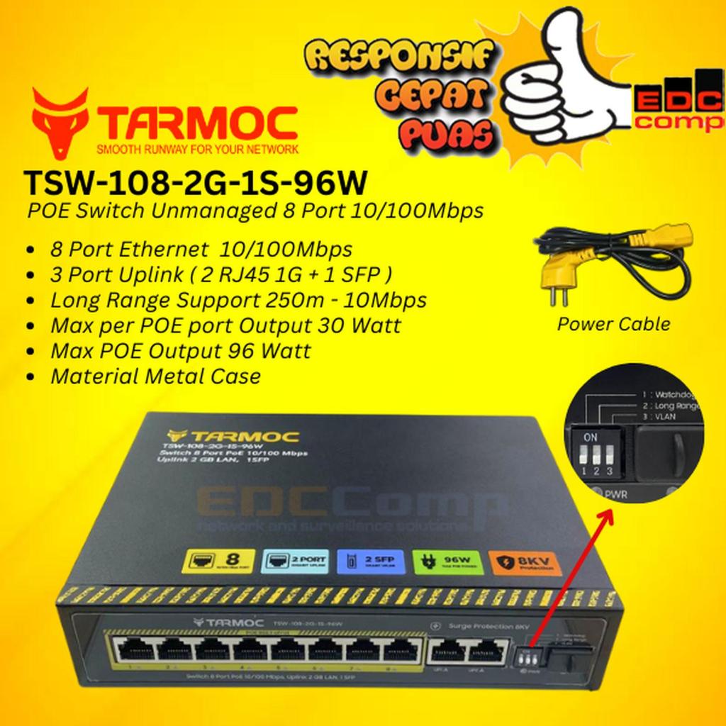 Tarmoc TSW-108-2G-1S-96W, 8 พอร์ต 10/100 POE 802.3af/at POE Switch 96W