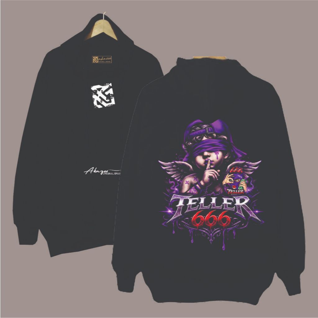 AKAZOO เสื้อฮู้ดผู้ชายเท่ๆซิปเย็น 2026 SB DPN BLKANG TELLER 666 พิมพ์สกรีนกระเป๋าสีขาว unisex xxxl