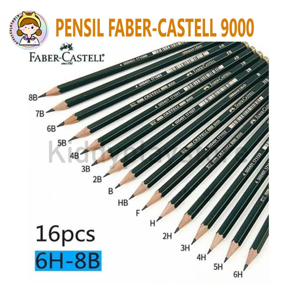Faber-Castell Pencil 9000 8B 7B 6B 5B 4B 3B 2B B HB FJ 2H 3H 4H 5H 6H - Faber Castell 9000 Pencil 1 