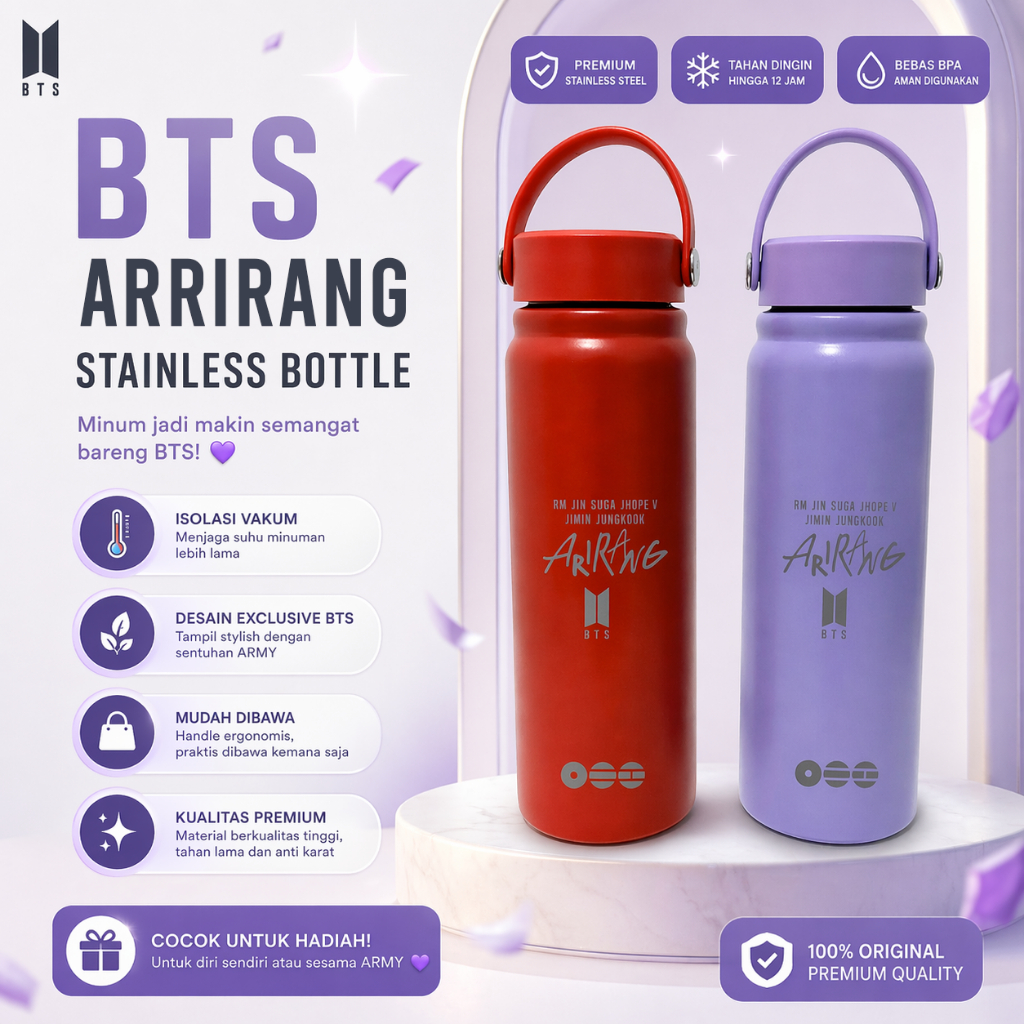 Tumbler arirang bts world tour tumbler ขวดน้ําดื่มไฮโดรฉนวนสูญญากาศ 800ml