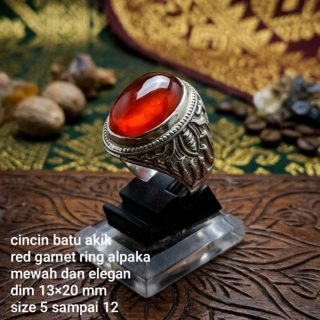 TOP QUALITY RED GARNET AGATE STONE RING