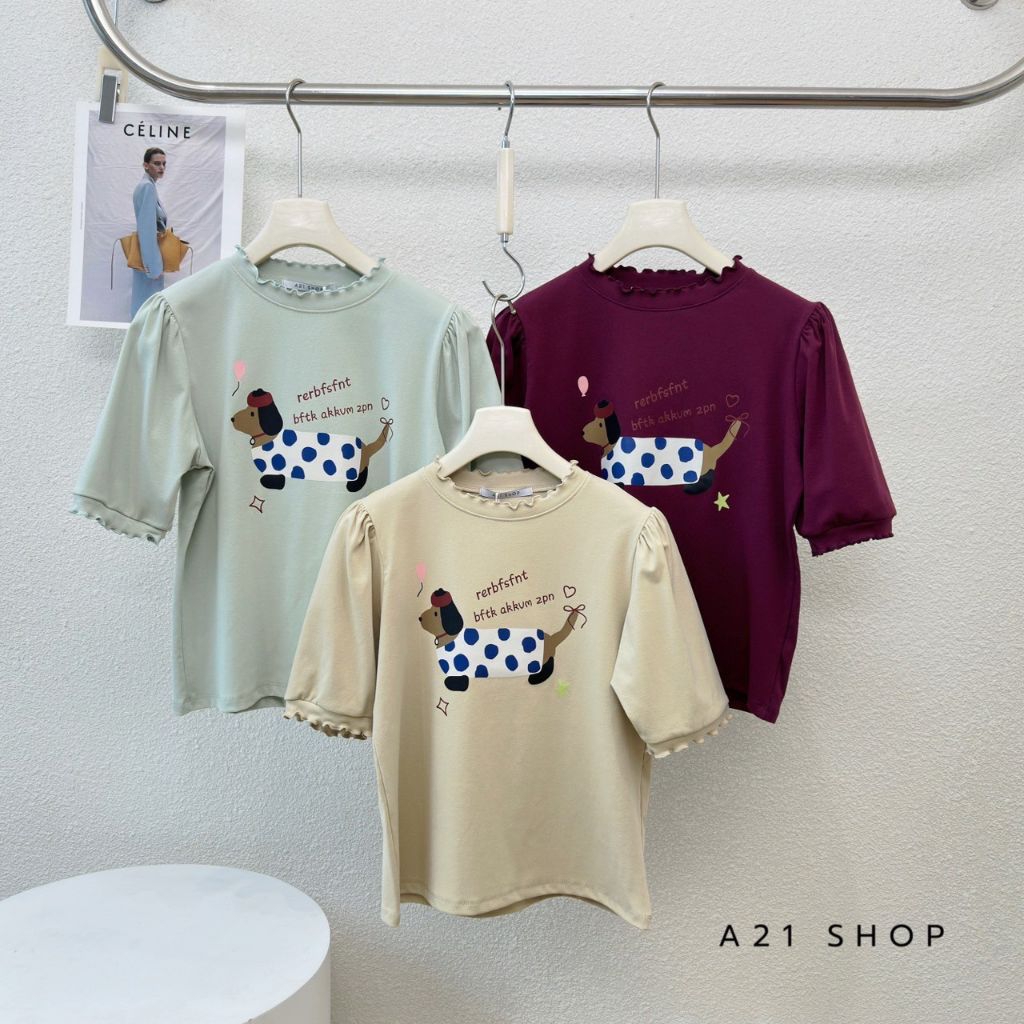 เสื้อยืด A21-013 BANGKOK | เสื้อยืดแขนสั้นผู้หญิง DOGGY MOTIF