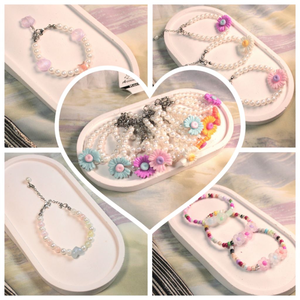 12 ชิ้น AESTHETIC PEARL BRACELETS, PEARL BRACELETS, DOTE BRACELETS