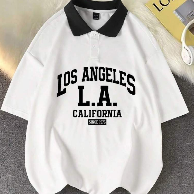 EJK POLO เสื้อ LOS ANGELES LA SC1976 ขนาดใหญ่ (M - 8XL) ธรรมดาจัมโบ้เสื้อผสมเสื้อโปโล Unisex เสื้อยื