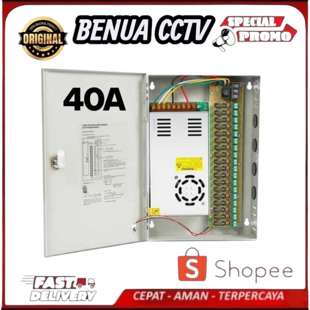 PSU Power Supply CCTV Box 12V 40A - PSU BOX 40A