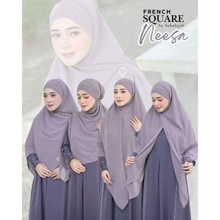 SUKAHIJAB - Neesa Khiban Khimar Bandana Hijab French Square Syari Ceruty Babydoll Premium Segi Empat