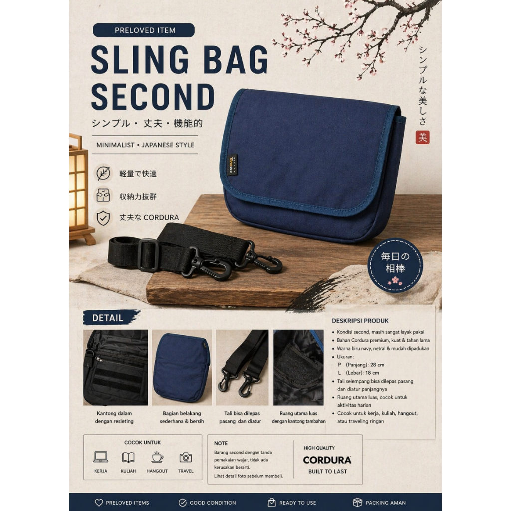 SLING BAG_CORDURA FABRIC_NAVY
