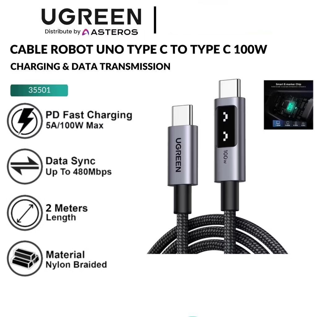 UGREEN - UGREEN UNO C TO C 100W NYLON USB CABLE