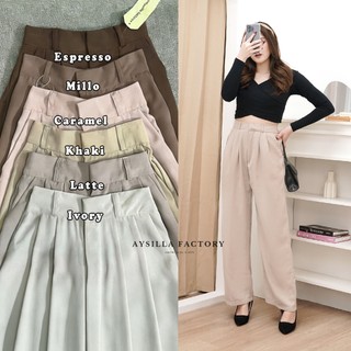 Aysilla_Factory - Celana Highwaist Loose Pants Trousers celana kerja Kantor Anti Kusut -Celana Kulot