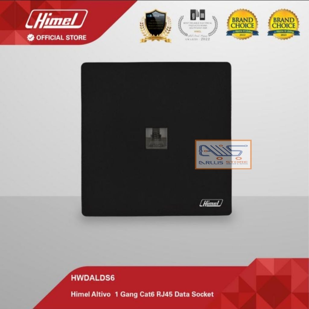 ซ็อกเก็ตข้อมูล Himel Altivo 1 Gang Data Cat6 RJ45 สีดํา