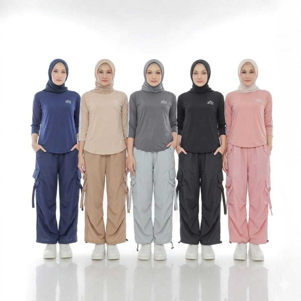 ชุดกีฬาสตรีสตรีมุสลิม 7/8 - ชุดกีฬาออกกําลังกายจ๊อกกิ้งอินเทรนด์ Zumba Gym OUTFIT