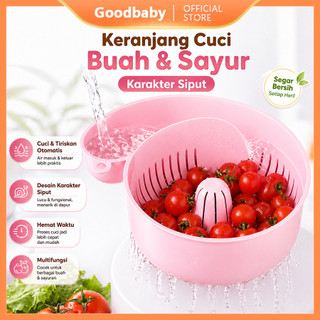 Goodbaby | Tempat Cuci Buah Otomatis Karakter Siput | Alat Dapur Multifungsi | Tanpa Cuci Manual | Meniriskan Otomatis