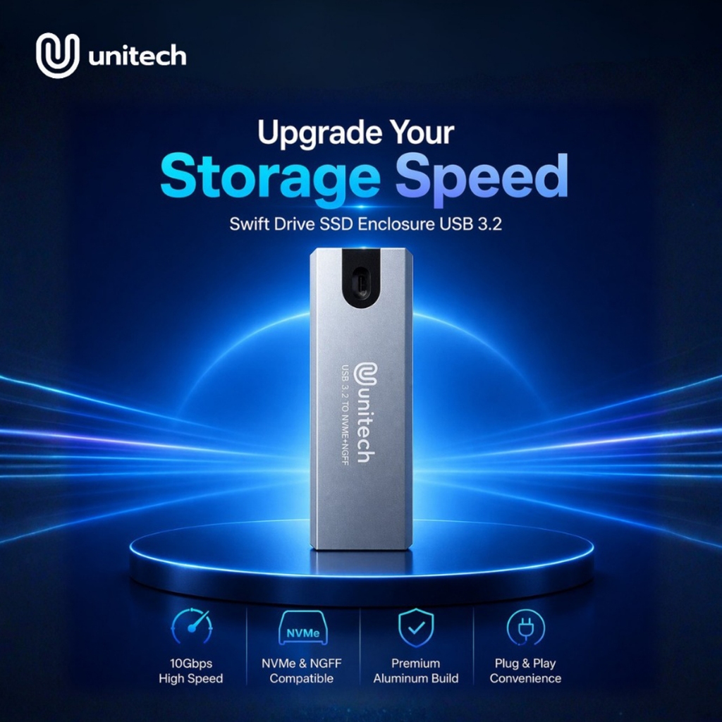 Unitech SWIFTDRIVE M4 ภายนอกแบบพกพา SSD ปลอกอลูมิเนียม M2 NVME NGFF Plug and Play