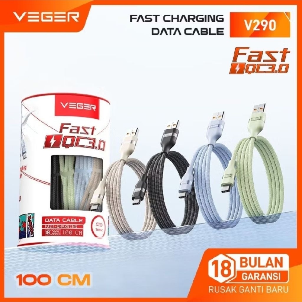 สายเคเบิลข้อมูล USB Type C แบบชาร์จเร็วของ Veger