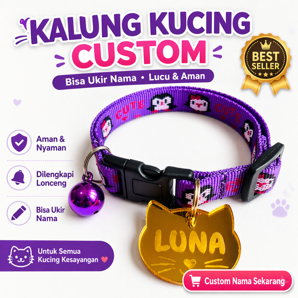 Custom Cat Name Necklace อะคริลิคจี้ทอง Penguin Motif Necklace - ฟรีชื่อแกะสลัก | พาวนีเซีย