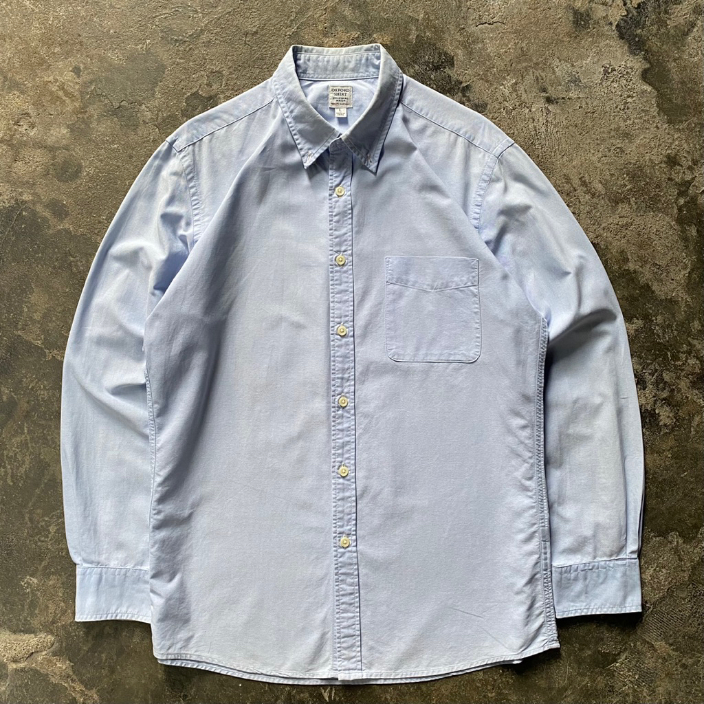 KEMEJA Uniqlo Oxford Long Sleeve Shirt scnd prlvd original Oxford Shirt Soft Blue