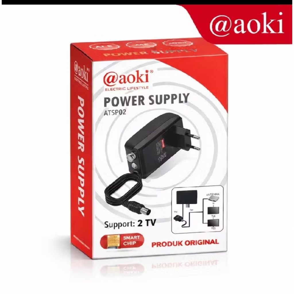 Aoki TV Antenna Booster ATSP02 - Digital Signal Booster สําหรับ 2 TV