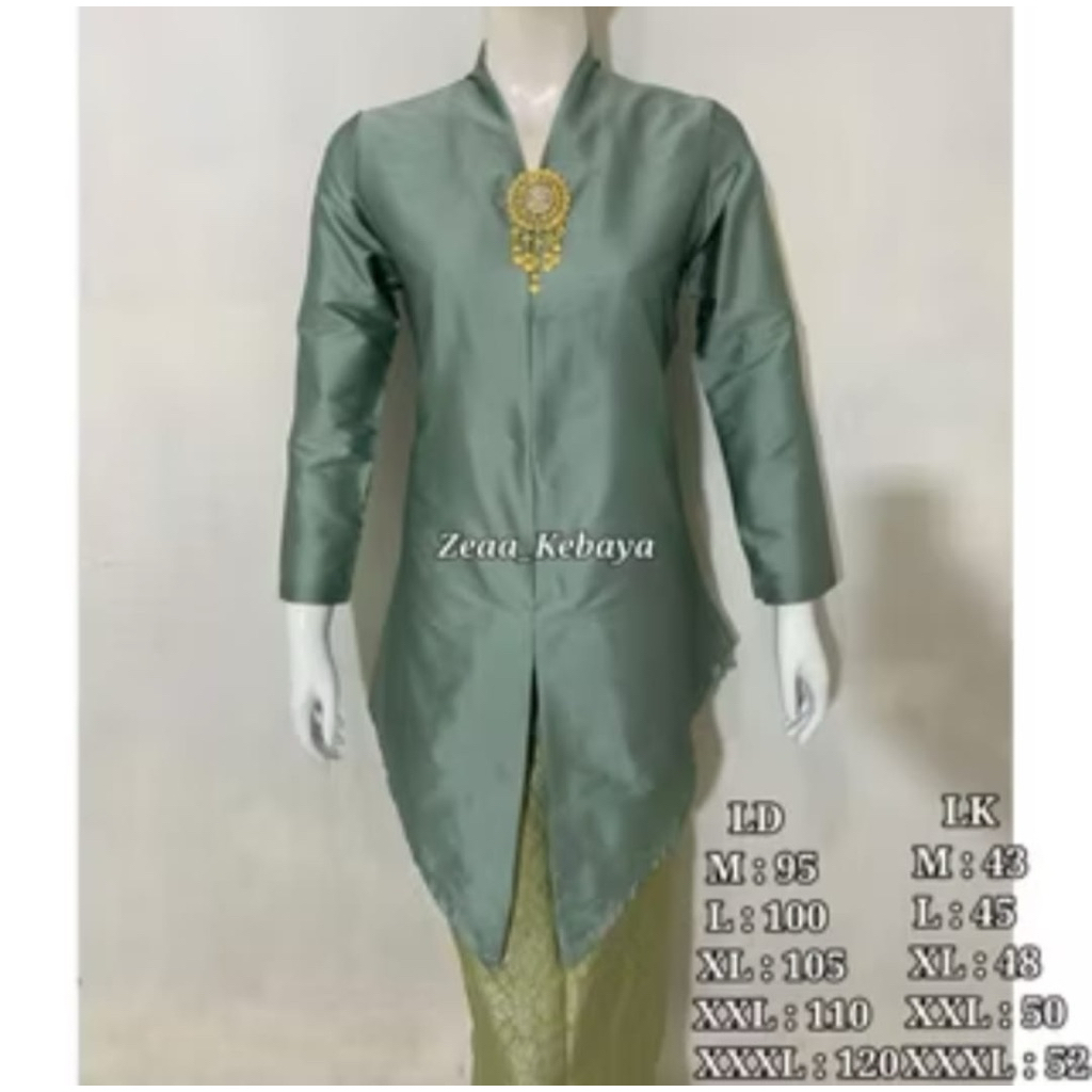 Standard Taffeta Tunic Kebaya - Jumbo Ld 120 / Plain Taffeta Kebaya / Modern Taffeta Kebaya / Weddin