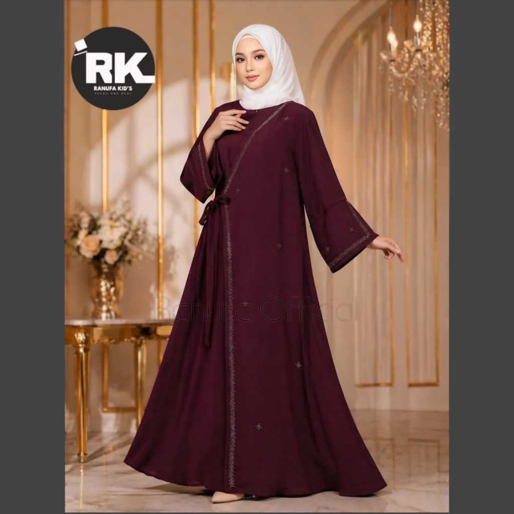 Mania Abaya ชุด Eid Gamis งานแต่งงานล่าสุด Crinkle Air fllow วัสดุที่สวยงาม Swarovski Application