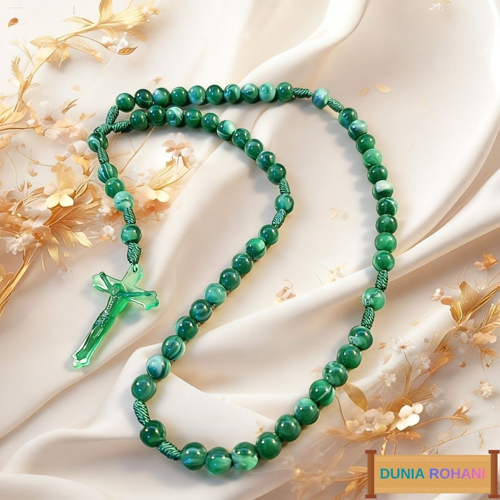 HIJAU Our Lady Rosary with Premium Green Marble Motif ดีไซน์หรูหราสําหรับสวดมนต์