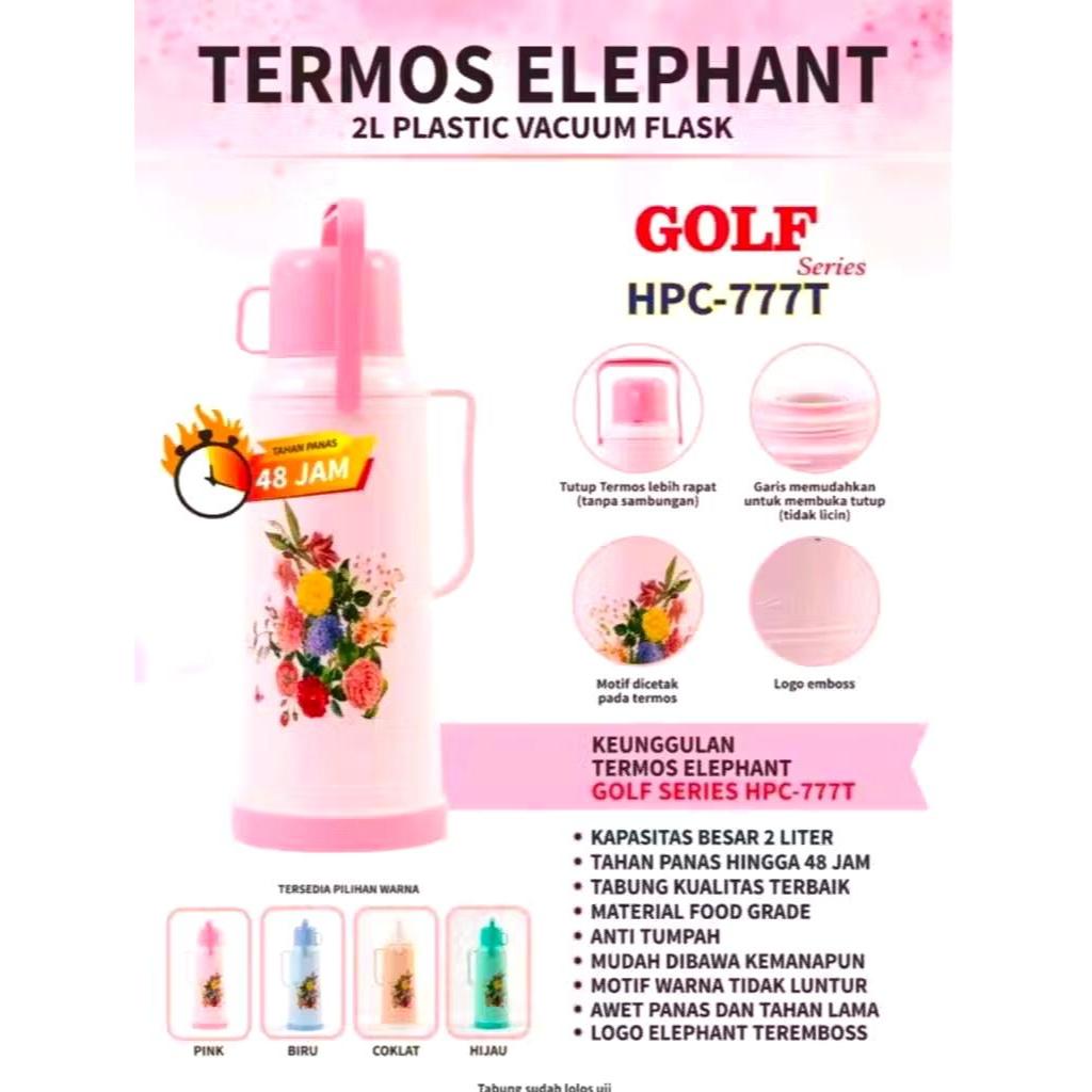 TERMOS Thermos กระติกน้ําสูญญากาศ ELEPHANT GOLD YOU & ME Jumbo Thermos 2 ลิตร Golf Series HPC 777 / 