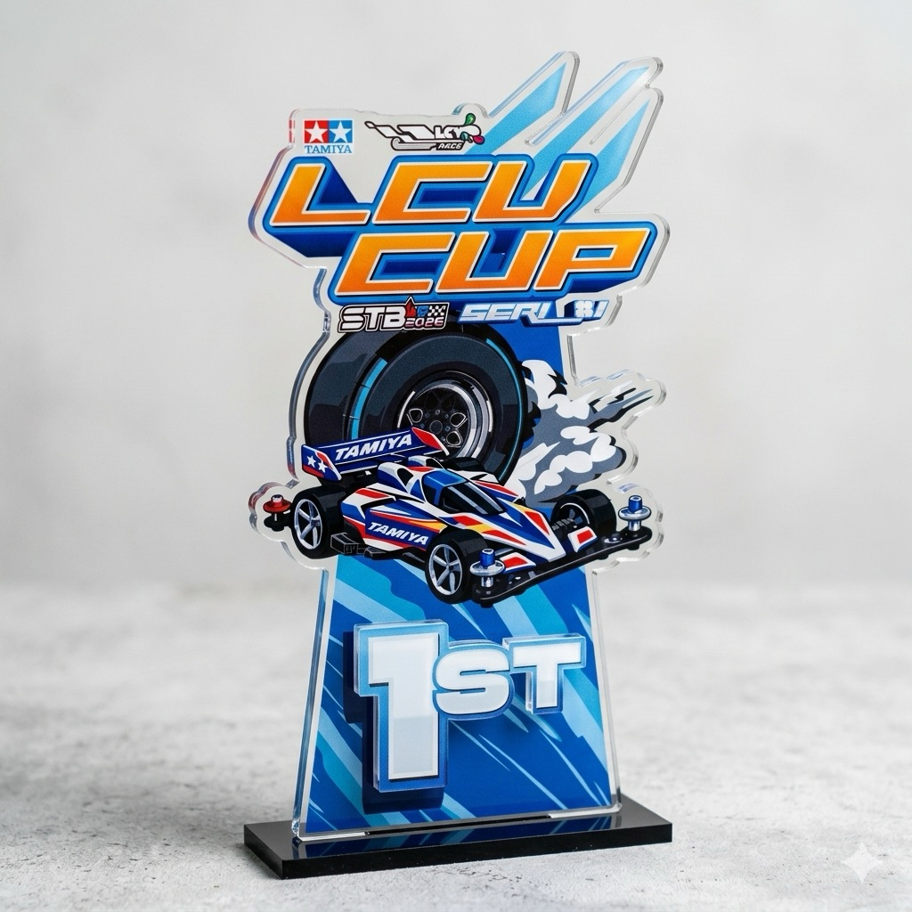 ถ้วยรางวัลแข่ง Tamiya ถ้วยรางวัล Tamiya แบบกําหนดเอง ถ้วยรางวัลอะคริลิคแบบกําหนดเอง 20x10 ซม.