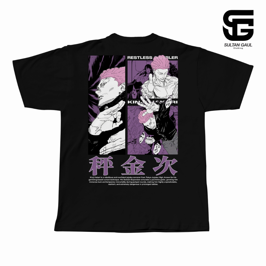 เสื้อยืดอนิเมะ KINJI HAKARI RESTLESS GAMBLER JUJUTSU KAISEN Japan Distro Unisex