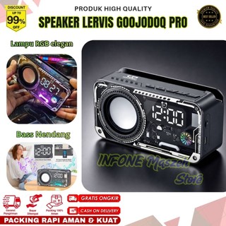 Speaker Bluetooth LERVIS GOOJODOG PRO LED Digital Clock RGB Transparan Wireless Speaker Multifungsi Premium Aesthetic