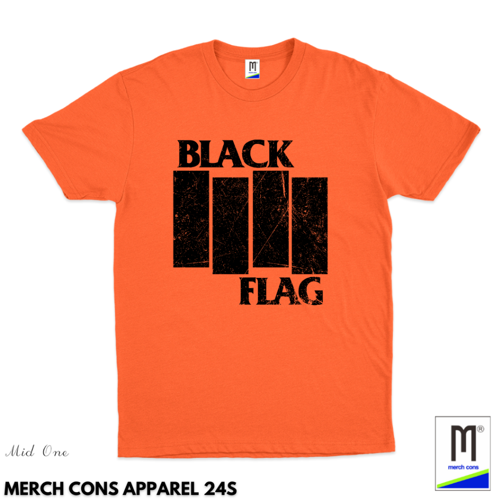 เสื้อยืดสีดํา FLAG BAND TAG MERCHCONS APPAREL BASIC 24S OUTER SIZE / O93 & P94