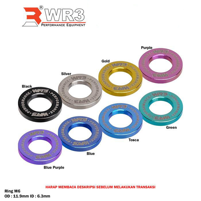 แหวนไทเทเนียม WR3 M6 OD 11.9mm ID 6.3mm / M8 OD 15.8mm ID 8.4mm / M10 OD 20mm ID 10.4mm