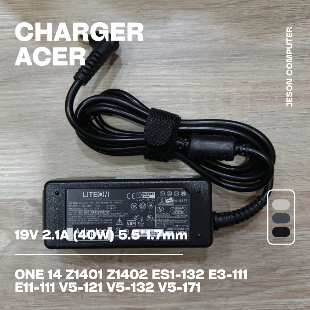 Acer One 14 Z1401 Z1402 ES1-72 E3-111 E11-111 V5-121 V5-122 V5-171 19V 2.1A (40W) 5.5*1.7 มม.แล็ปท็อ