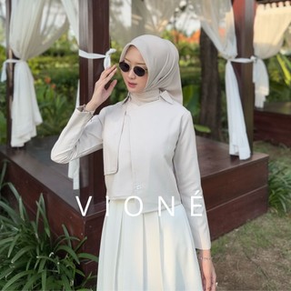 Vione ÉLAN Outer Wanita Minimalis Elegan | Blazer Crop Premium | Outfit Hijab Stylish Kekinian 2026