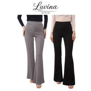 Luvina -Celana Cutbray Panjang Wanita Kantor Kerja Kulot Scuba Premium Pinggang High Waist