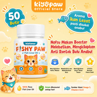 KIYOPAW Vitamin Fish Oil Minyak Ikan Kucing Anjing Vitamin Bulu Penggemuk Kucing Anjing 50 Butir