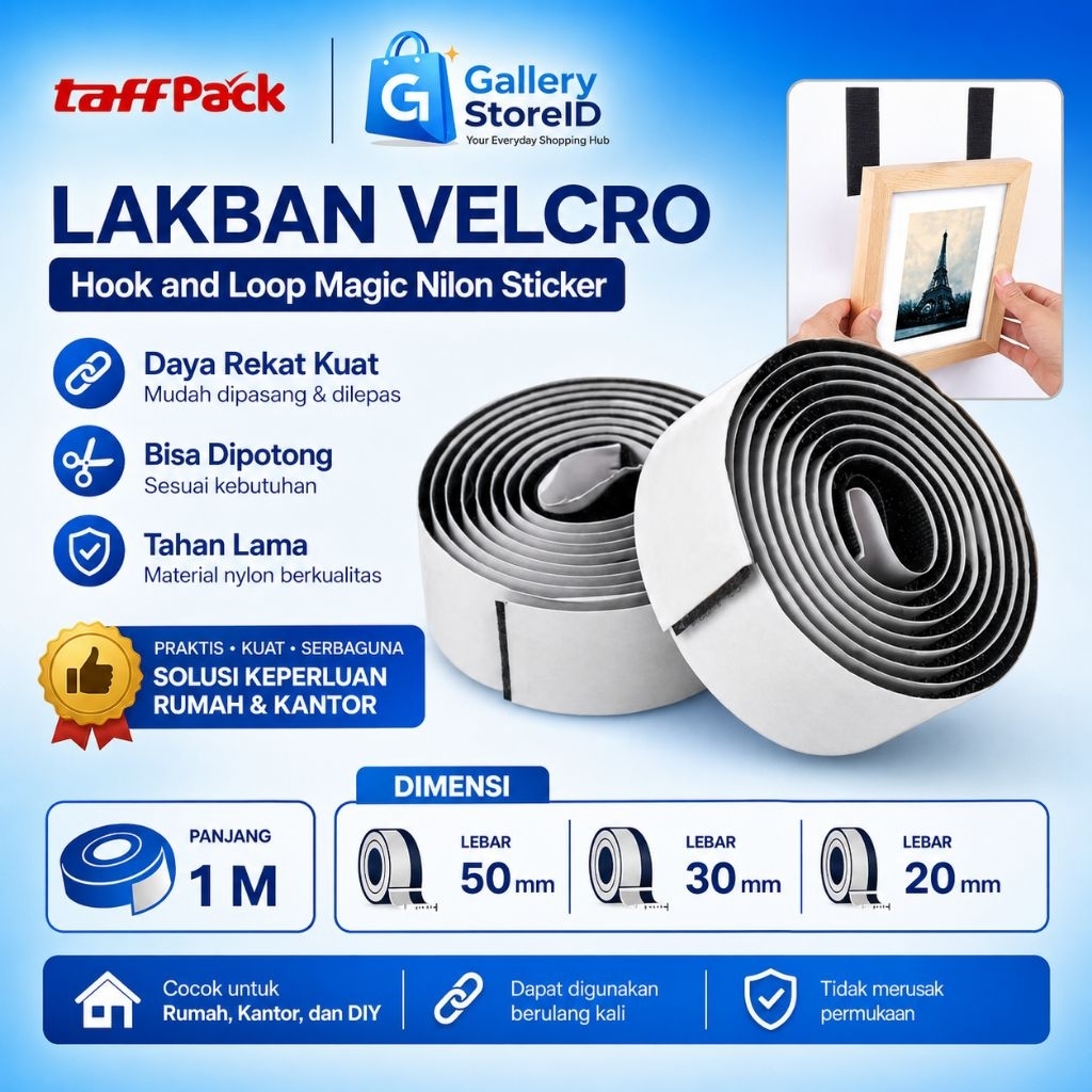 TaffiPACK Velcro Hook and Loop Magic Nylon Sticker 1M - ZNK006