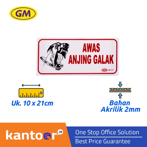 GM LABEL BEWARE OF FIERCE DOG LM-117 MEDIUM