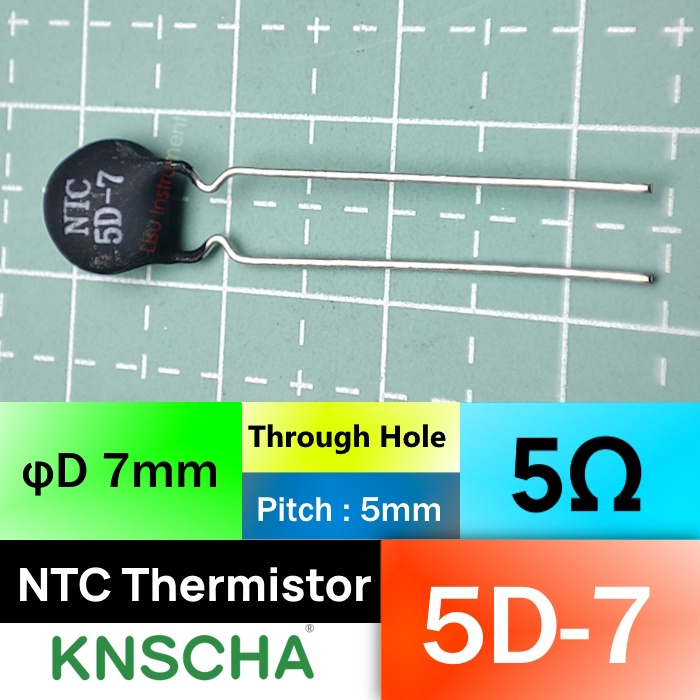NTC 5D-7 Power Thermistor Radial Leaded 5D7 Through Hole 5R D=7mm P=5mm