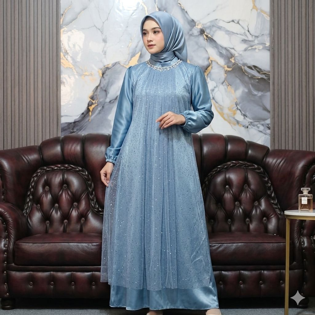 Azuraa Dress Velvet Mix Tille Rain drof PARTY GAMIS / WEDDING PARTY DRESS / WEDDING UNIFORM / BRIDES