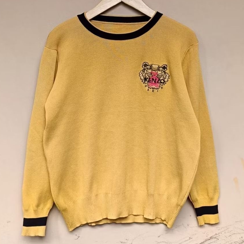เสื้อสเวตเตอร์สีดําสีเหลืองแขนยาว Kenzo